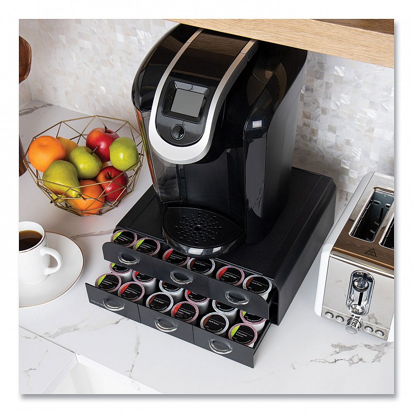 Two-Tier Six-Drawer Single Serve Coffee Pod Drawer, 14 x 12.25 x 4.75, Black (TRY6PCBLK)