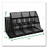 Network Collection 14-Compartment Coffee Cup and Condiment Countertop Organizer, 11.61 x 23.9 x 12.76, Black (CMG2MESHBLK)