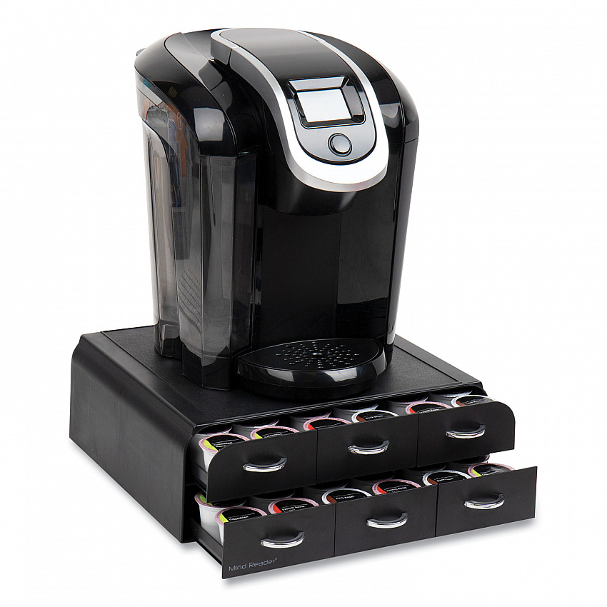 Two-Tier Six-Drawer Single Serve Coffee Pod Drawer, 14 x 12.25 x 4.75, Black (TRY6PCBLK)