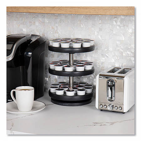 Anchor Collection 3-Tier Single Serve Pod Carousel Countertop Organizer, 9.5 x 9.5 x 11.75, Black (PODSUS45BLK)