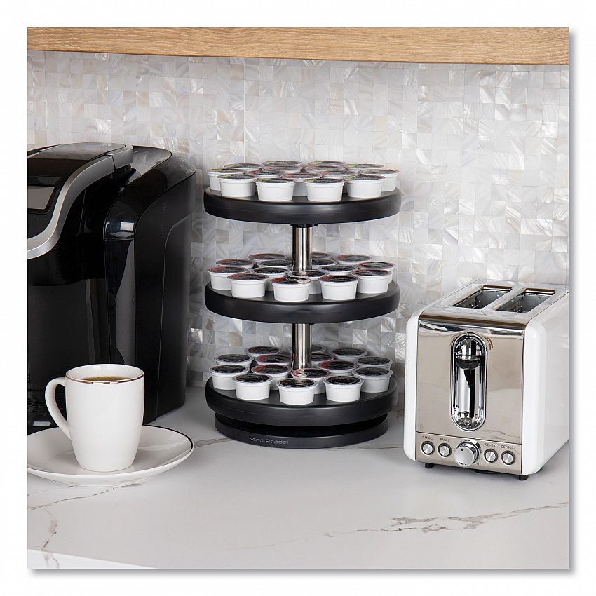 Anchor Collection 3-Tier Single Serve Pod Carousel Countertop Organizer, 9.5 x 9.5 x 11.75, Black (PODSUS45BLK)