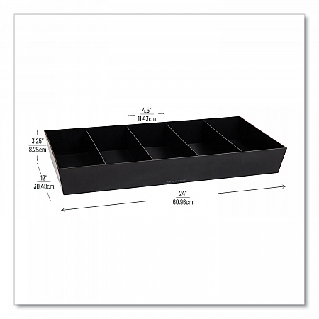 Anchor Collection 5-Compartment Snack Organizer, 12 x 24 x 3.25, Black (SNACKORGTBLK)