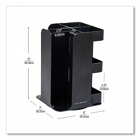 Anchor Collection 8-Compartment Coffee Cup, Lid, and Condiment Carousel Countertop Organizer, 8 x 8 x 12, Black (CUPOSPINBLK)