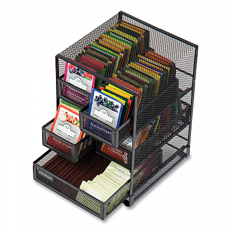 Network Collection 5-Compartment Tea Countertop Organizer, 6.75 x 7 x 10, Black (MMTDR5BLK)