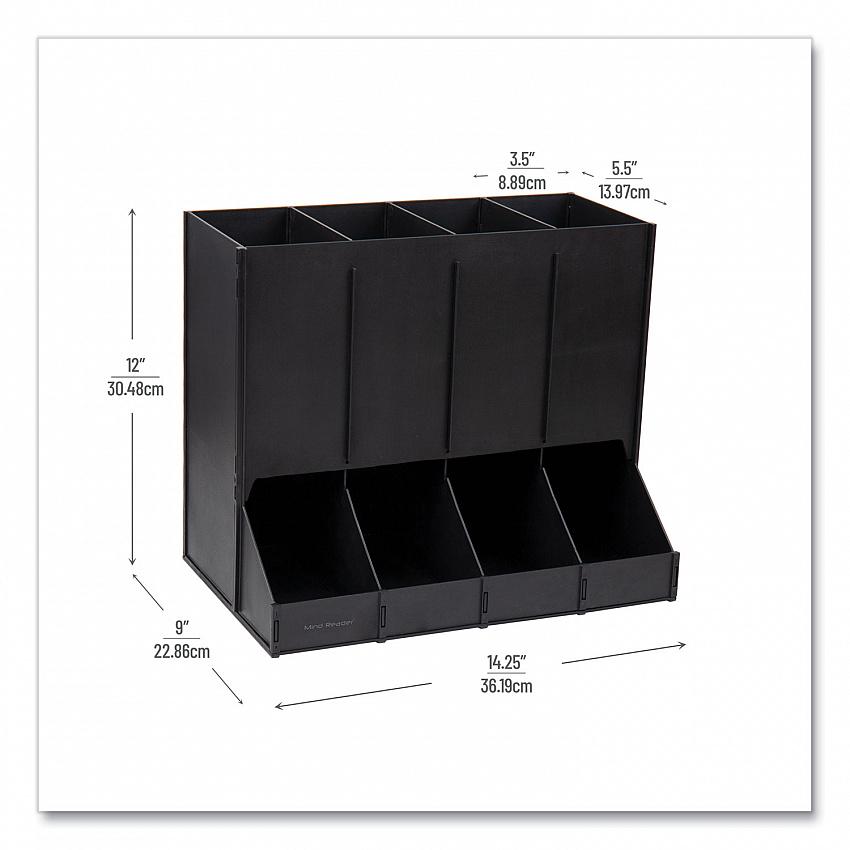 Anchor Collection 4-Compartment Single Serve Pod Countertop Dispenser, 14.25 x 9 x 12.15, Black (CPODBKBLK)