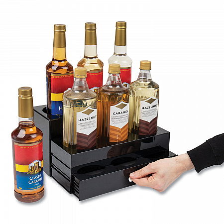 Mind Reader Foundation Collection 9-Compartment Nested Syrup Countertop Bottle Organizer, 12.5 x 5 x 7, Black (SYRUPH9BLK)