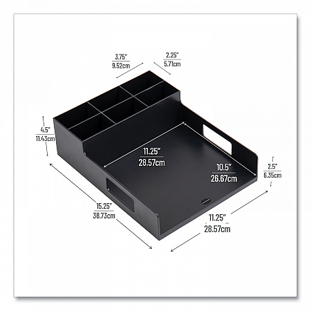 Network Collection Utensil, Napkin and Plate Countertop Organizer, 15.2 x 11.5 x 4.45, Plastic, Black (PSNAPUTBLK)