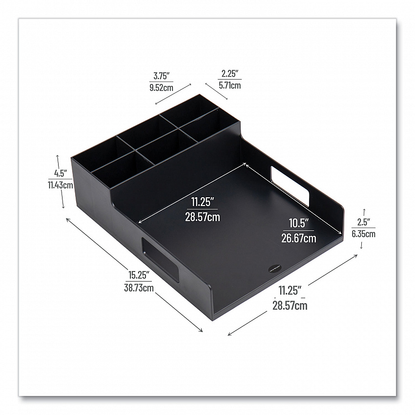 Network Collection Utensil, Napkin and Plate Countertop Organizer, 15.2 x 11.5 x 4.45, Plastic, Black (PSNAPUTBLK)