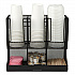 Network Collection 2-Tier 6-Compartment Coffee Cup and Condiment Countertop Organizer, 5 x 13 x 11.5, Black (UPMESHBLK)