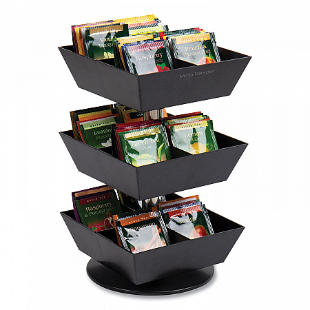 Anchor Collection 3-Tier 12-Compartment Tea and Condiment Carousel Countertop Organizer, 6.75 x 6.75 x 11.5, Black (TEASWIV3TBLK)