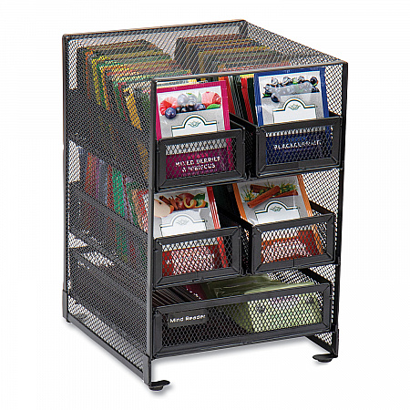 Network Collection 5-Compartment Tea Countertop Organizer, 6.75 x 7 x 10, Black (MMTDR5BLK)