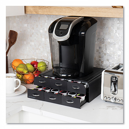 Two-Tier Six-Drawer Single Serve Coffee Pod Drawer, 14 x 12.25 x 4.75, Black (TRY6PCBLK)