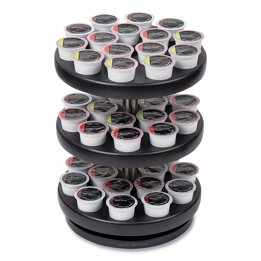 Anchor Collection 3-Tier Single Serve Pod Carousel Countertop Organizer, 9.5 x 9.5 x 11.75, Black (PODSUS45BLK)