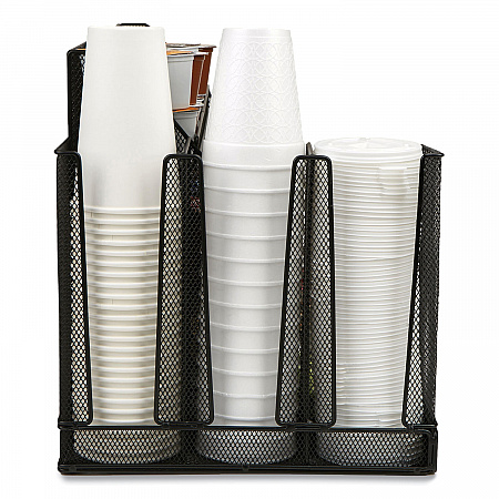 Network Collection 14-Compartment Coffee Cup and Condiment Countertop Organizer, 11.61 x 23.9 x 12.76, Black (CMG2MESHBLK)