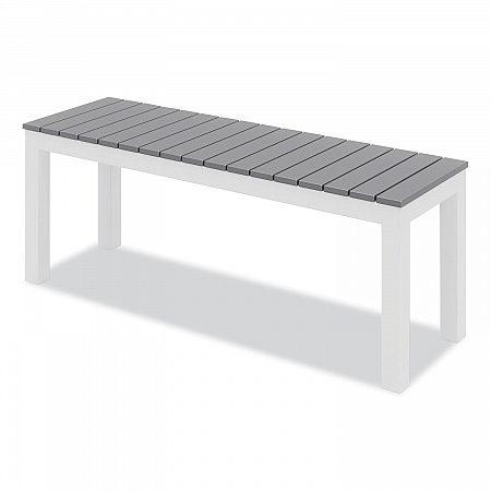 Eveleen Outdoor Dining Table Set, 55" x 35" x 29" Rectangular Table, 2 Benches, 2 Armchairs, Gray/White (840031918437)