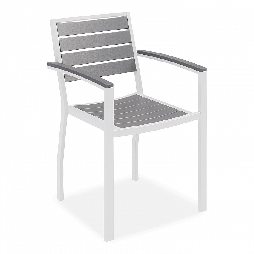 Eveleen Outdoor Dining Table Set, 55" x 35" x 29" Rectangular Table, 2 Benches, 2 Armchairs, Gray/White (840031918437)