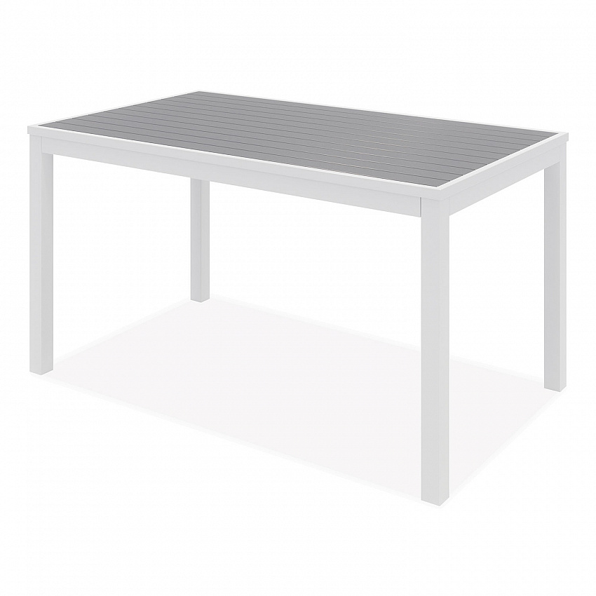 Eveleen Outdoor Dining Table Set, 55" x 35" x 29" Rectangular Table, 2 Benches, 2 Armchairs, Gray/White (840031918437)