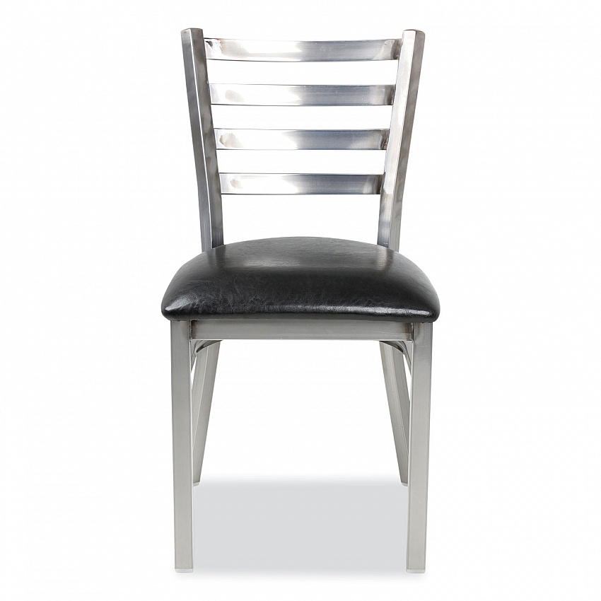 White Horse Series Side Chairs, Supports Up to 300 lb, 18" Seat Height, Black Seat, Industrial Clear-Coat Steel Back/Frame (WHCCLR)