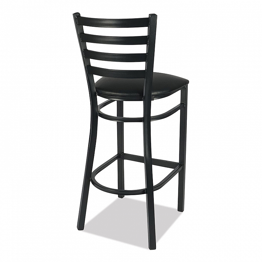 White Horse Series Barstools, Supports Up to 300 lb, 29.5" Seat Height, Black Seat/Back, Black Frame (WHBSBLK)