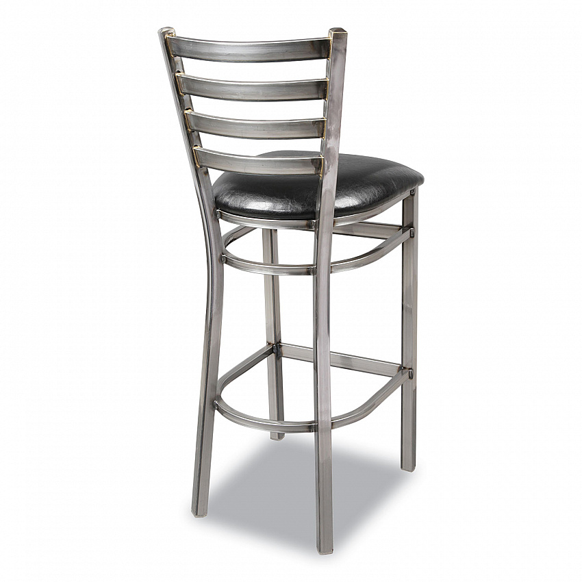 White Horse Series Barstools, Supports Up to 300 lb, 29.5" Seat Height, Black Seat, Industrial Clear-Coat Steel Back/Frame (WHBSCLR)
