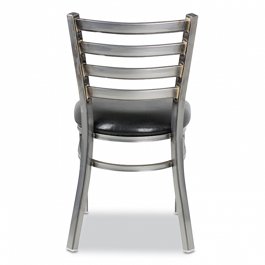 White Horse Series Side Chairs, Supports Up to 300 lb, 18" Seat Height, Black Seat, Industrial Clear-Coat Steel Back/Frame (WHCCLR)