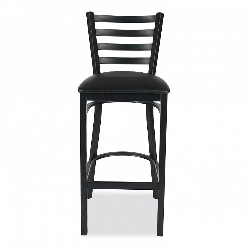 White Horse Series Barstools, Supports Up to 300 lb, 29.5" Seat Height, Black Seat/Back, Black Frame (WHBSBLK)