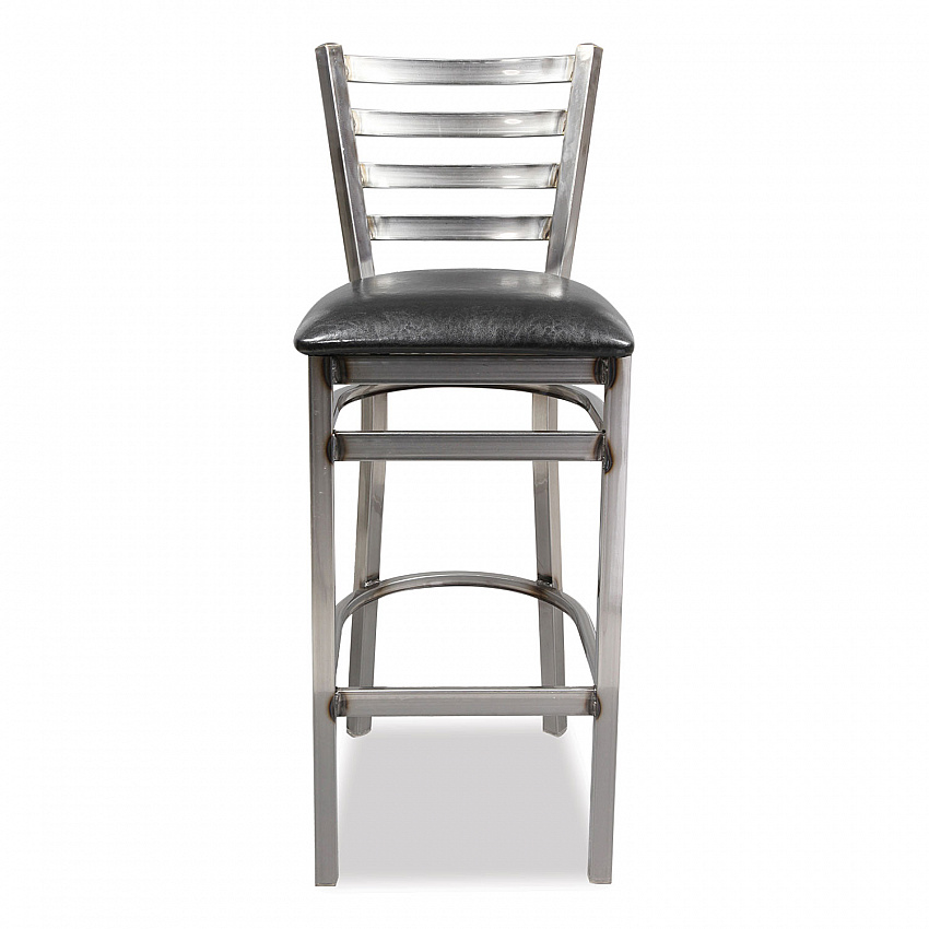 White Horse Series Barstools, Supports Up to 300 lb, 29.5" Seat Height, Black Seat, Industrial Clear-Coat Steel Back/Frame (WHBSCLR)