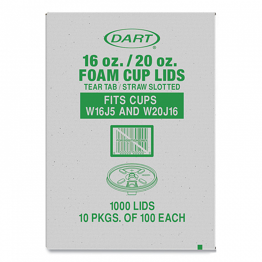 Lids for Foam Cups and Containers, Fits 16 oz/20 oz Hot Cups, Plastic, Translucent, 1,000/Carton (W16FTS)