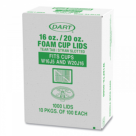Lids for Foam Cups and Containers, Fits 16 oz/20 oz Hot Cups, Plastic, Translucent, 1,000/Carton (W16FTS)