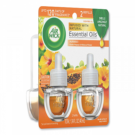 Scented Oil Twin Refill, Hawaii Exotic Papaya and Hibiscus Flower, 0.67 oz, 2/Pack, 6 Packs/Carton (85175CT)