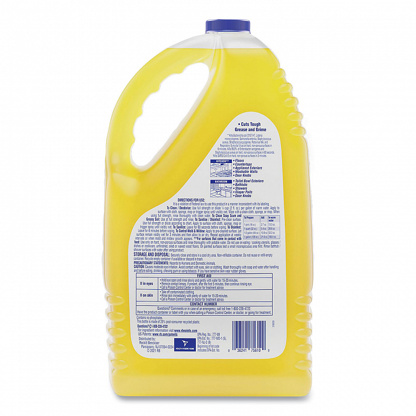 Clean and Fresh Multi-Surface Disinfectant Cleaner, Sparkling Lemon and Sunflower Essence, 144 oz Bottle, 4/Carton (77617)