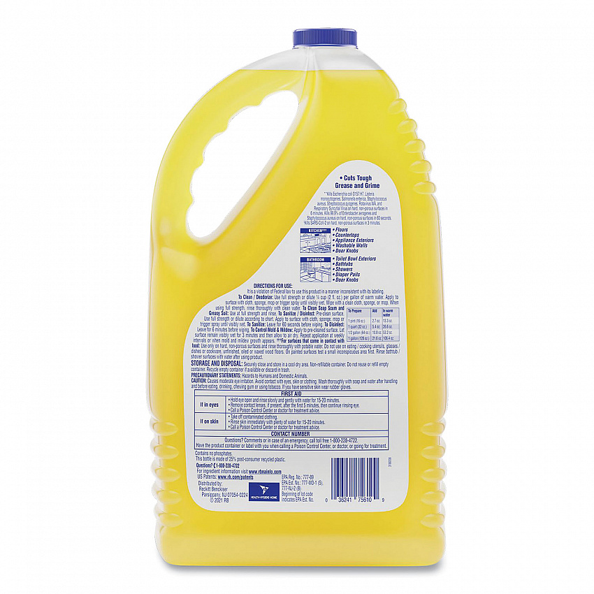 Clean and Fresh Multi-Surface Disinfectant Cleaner, Sparkling Lemon and Sunflower Essence, 144 oz Bottle (77617EA)