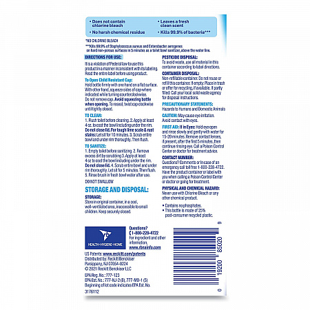 Toilet Bowl Cleaner with Hydrogen Peroxide, Ocean Fresh Scent, 24 oz Angle-Neck Bottle, 9/Carton (98011)