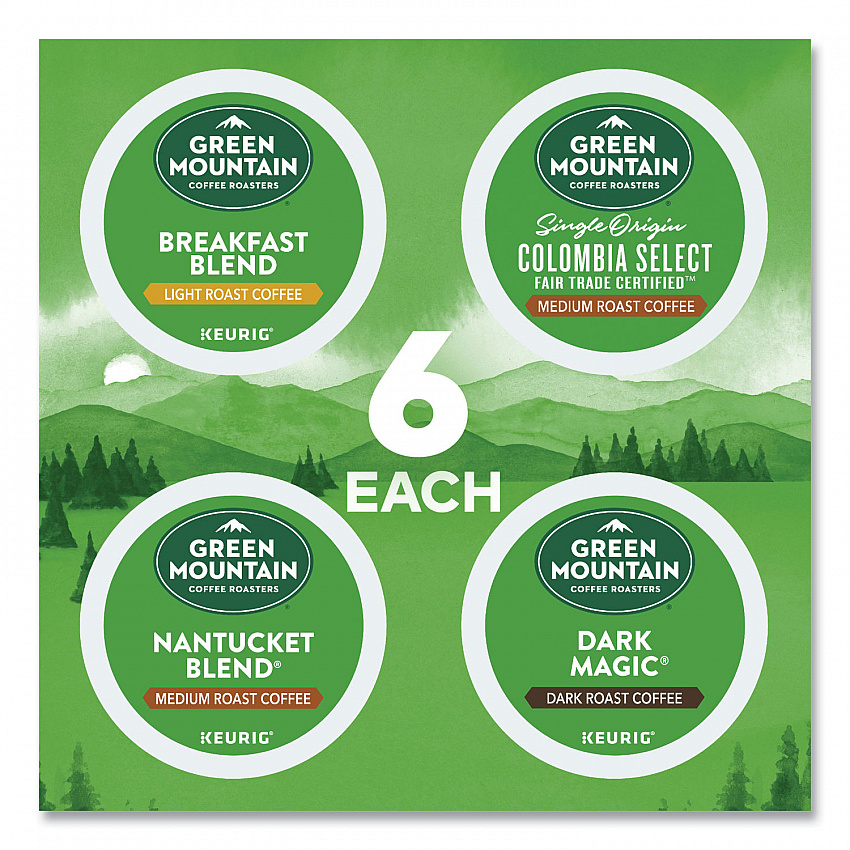Regular Variety Pack Coffee K-Cups, Assorted Flavors, 24/Box (9974)