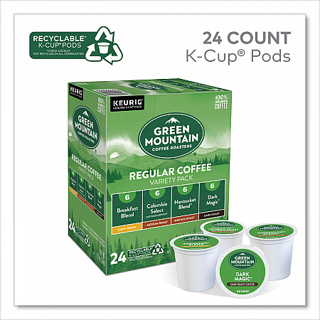 Regular Variety Pack Coffee K-Cups, Assorted Flavors, 24/Box (9974)