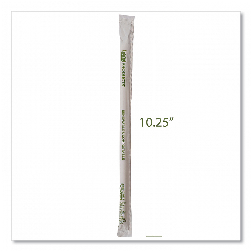 Renewable and Compostable PHA Straws, 10.25", Natural White, 1,250/Carton (EPSTPHA1025)