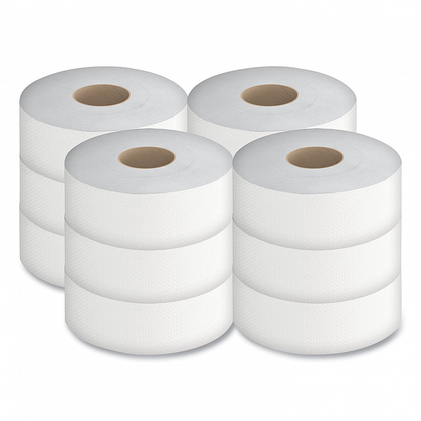 JRT Jumbo Bath Tissue, Septic Safe, 2-Ply, 3.5" x 750 ft, White, 12 Rolls/Carton (JRT2PLY)
