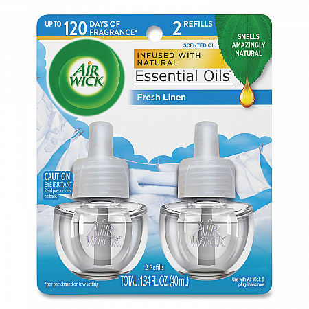 Scented Oil Twin Refill, Fresh Linen, 0.67 oz, 2/Pack, 6/Carton (82291)
