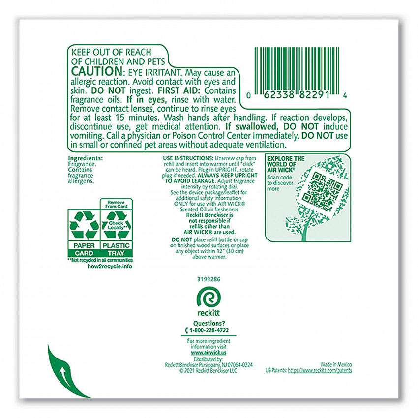 Scented Oil Refill, Fresh Linen, 0.67 oz, 2/Pack (82291PK)