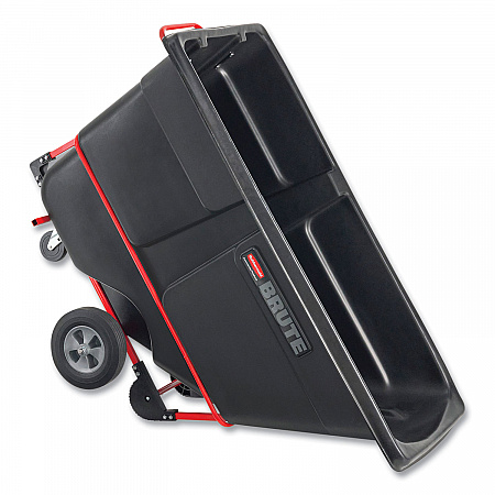 1 cu yd BRUTE Forkliftable Rotomolded Tilt Truck, Standard Duty, 1,250 lb Capacity, Black/Red (131542BLA)