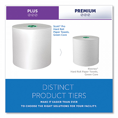 Pro Hard Roll Paper Towels with Absorbency Pockets for Scott Pro Dispenser, Green Core Only, 1-Ply, 7.5