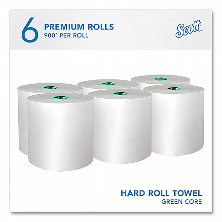 Pro Hard Roll Paper Towels with Absorbency Pockets for Scott Pro Dispenser, Green Core Only, 1-Ply, 7.5