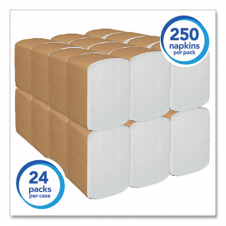 Full Fold Dispenser Napkins, 1-Ply, 13 x 12, White, 375/Pack, 16 Packs/Carton (98740)
