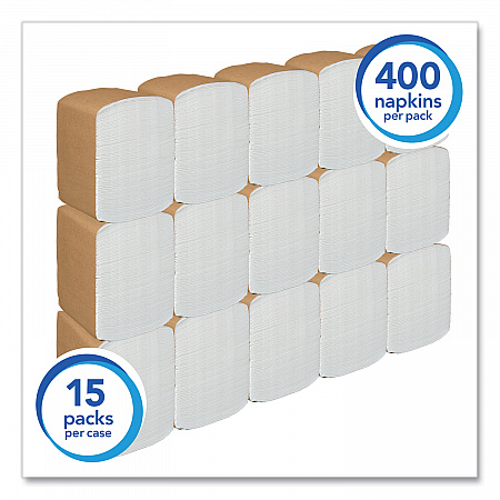 Full-Fold Dispenser Napkins, 1-Ply, 12 x 17, White, 400/Pack, 15 Packs/Carton (98730)