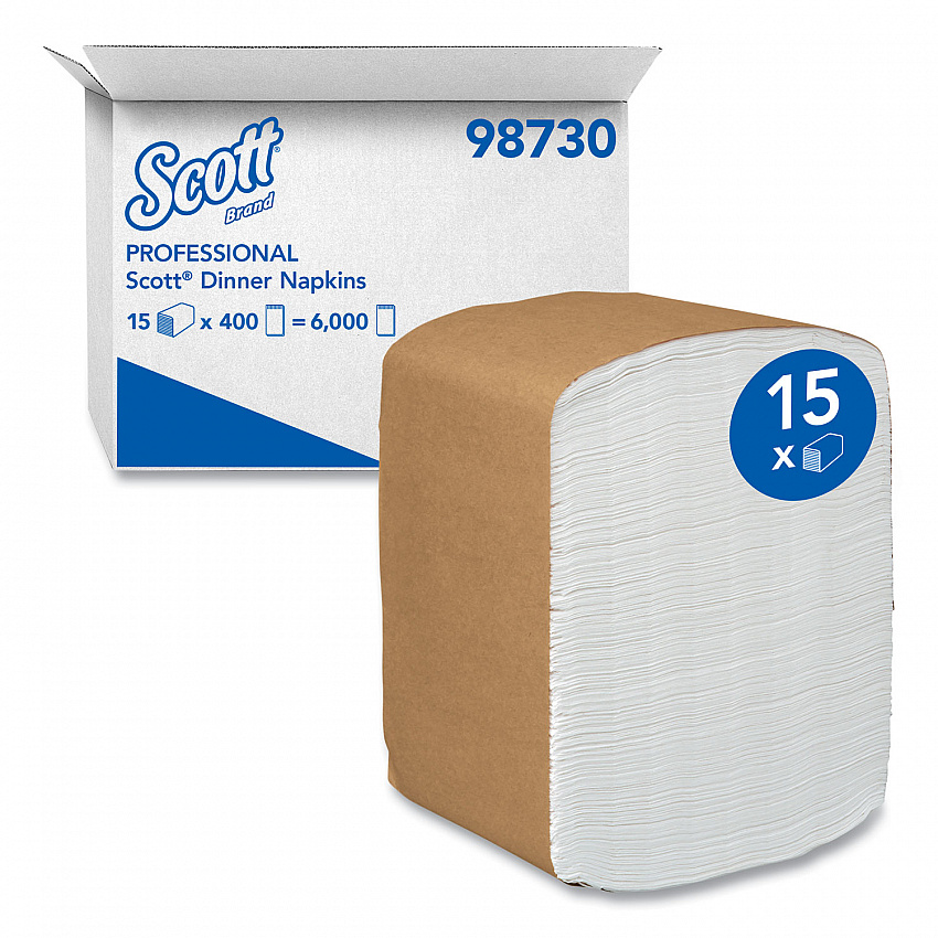 Full-Fold Dispenser Napkins, 1-Ply, 12 x 17, White, 400/Pack, 15 Packs/Carton (98730)