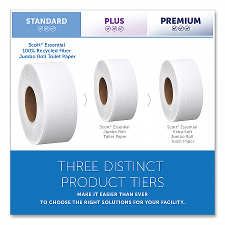 Essential 100% Recycled Fiber JRT Bathroom Tissue for Business, Septic Safe, 2-Ply, 3.55