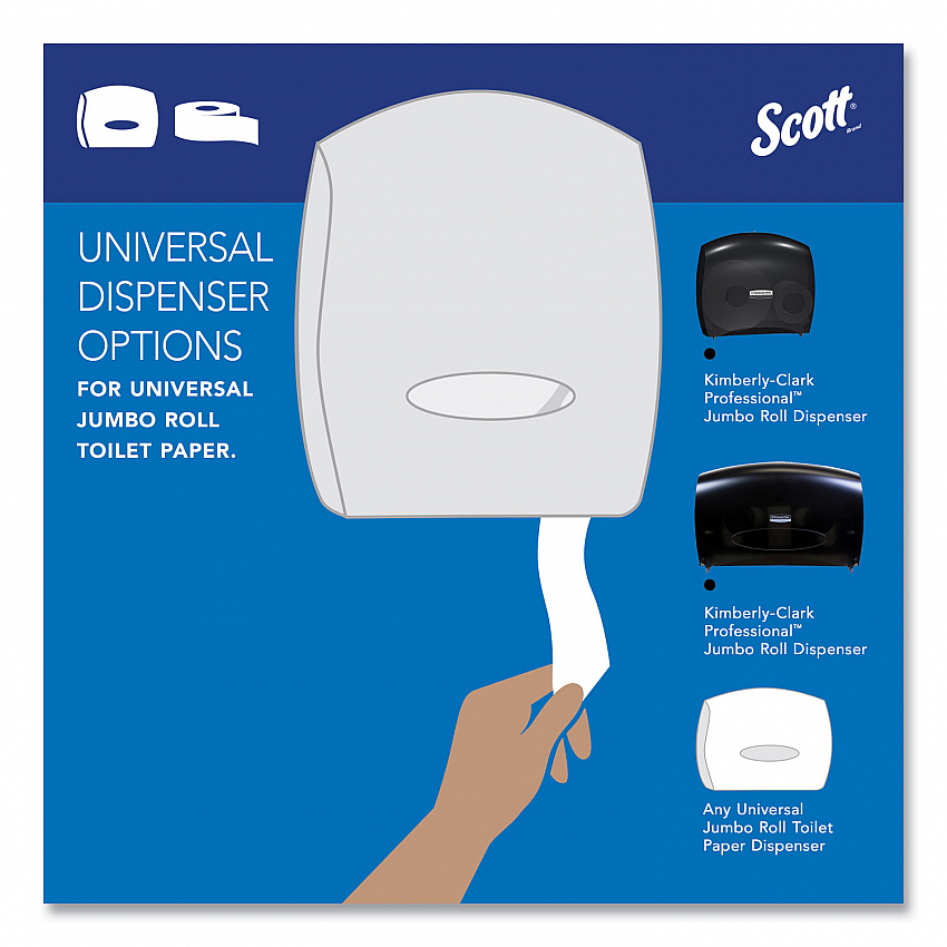 Essential 100% Recycled Fiber JRT Bathroom Tissue for Business, Septic Safe, 2-Ply, 3.55" x 1,000 ft, White, 12 Rolls/Carton (67805)