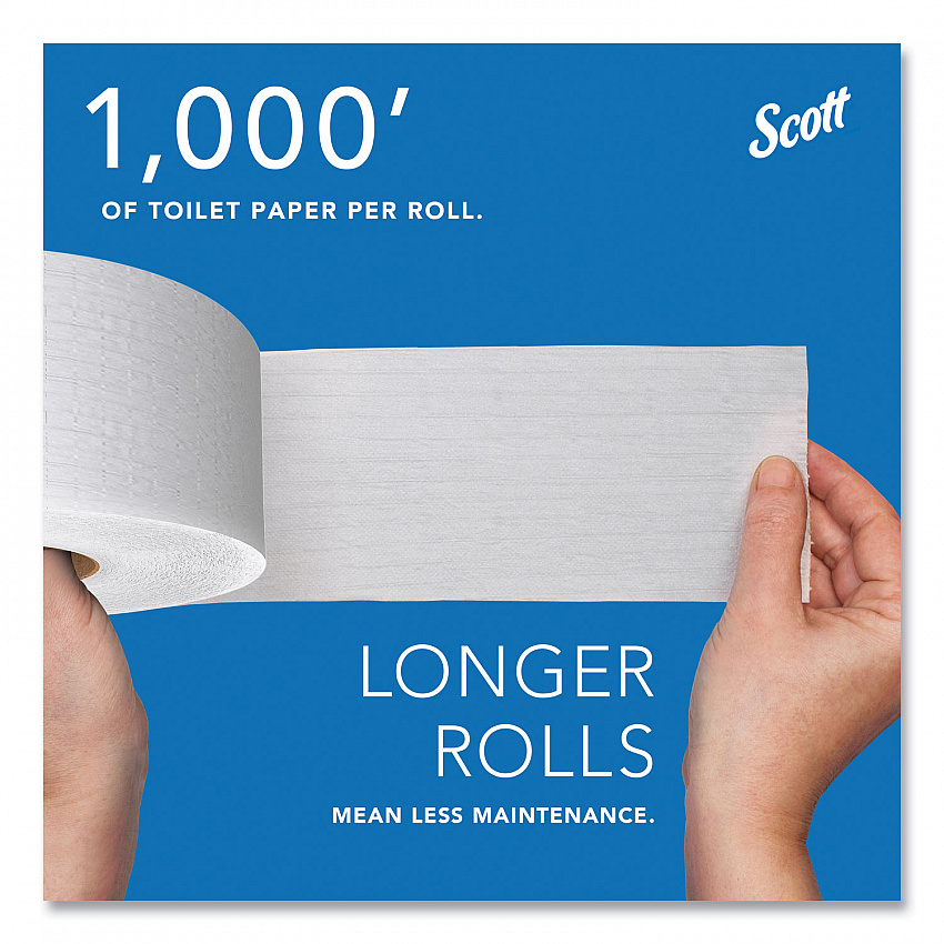 Essential 100% Recycled Fiber JRT Bathroom Tissue for Business, Septic Safe, 2-Ply, 3.55" x 1,000 ft, White, 12 Rolls/Carton (67805)