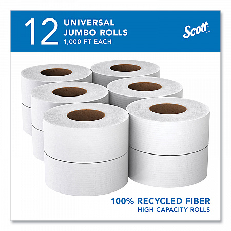 Essential 100% Recycled Fiber JRT Bathroom Tissue for Business, Septic Safe, 2-Ply, 3.55