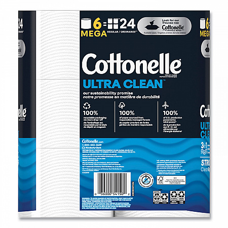 Ultra CleanCare Toilet Paper, Strong Tissue, Septic Safe, 1-Ply, White, 284 Sheets/Roll, 6 Rolls/Pack, 36 Rolls/Carton (55699)
